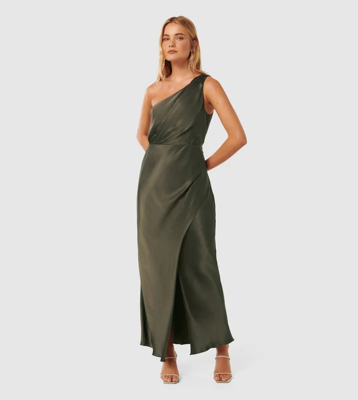 EMILY One Shoulder Satin Maxi Dress